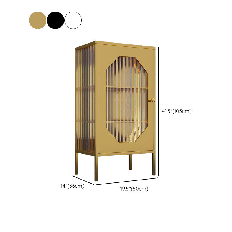 Glam Metal Curio Cabinet Glass Doors Hutch Buffet for Bedroom Clearhalo 'Display & China Cabinets' 'display_china_cabinets' 'furn' 'furn_display_china_cabinets' 'Furniture' 'Kitchen & Dining Furniture' 6696461