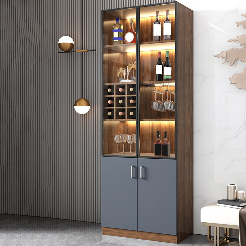 Contemporary Glass Doors Display Stand Faux Wood Hutch Buffet for Bedroom Clearhalo 'Display & China Cabinets' 'display_china_cabinets' 'furn' 'furn_display_china_cabinets' 'Furniture' 'Kitchen & Dining Furniture' 6696466