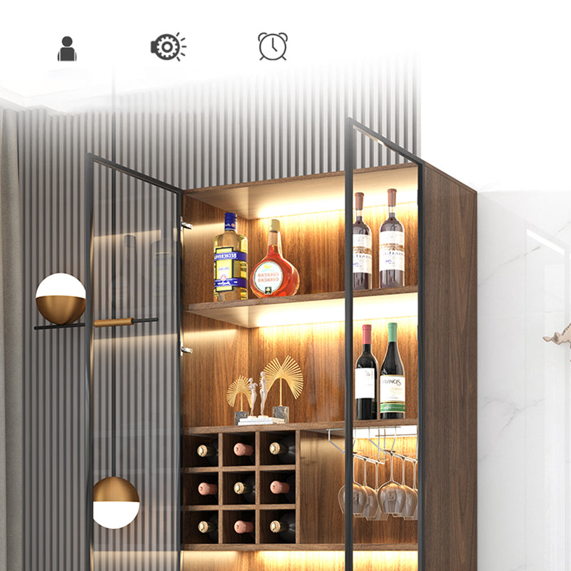 Contemporary Glass Doors Display Stand Faux Wood Hutch Buffet for Bedroom Clearhalo 'Display & China Cabinets' 'display_china_cabinets' 'furn' 'furn_display_china_cabinets' 'Furniture' 'Kitchen & Dining Furniture' 6696470