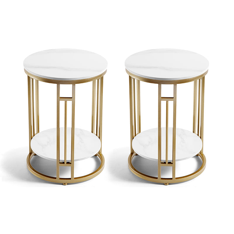 Open Storage Accent Table Nightstand Stone Nightstand for Bedroom