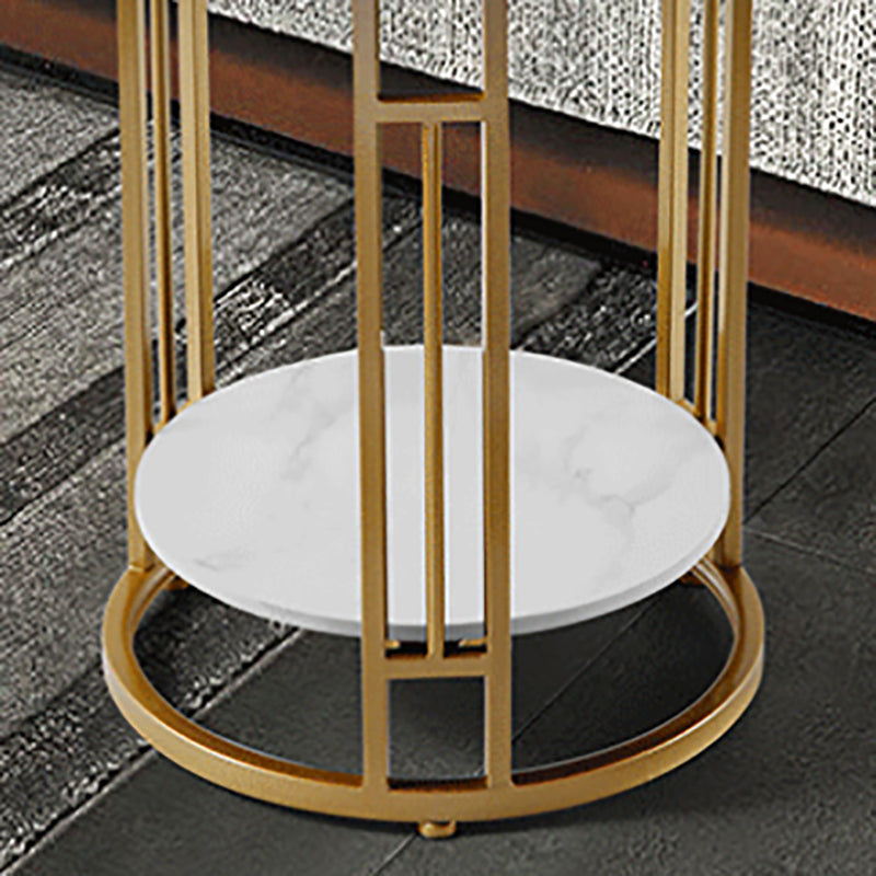 Open Storage Accent Table Nightstand Stone Nightstand for Bedroom