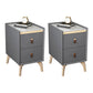 Contemporary Bed Nightstand Stone Bedside Cabinet with 2 Drawers