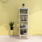 Contemporary Curio Cabinet Metal Glass Doors Hutch Buffet for Dining Room White Clearhalo 'Display & China Cabinets' 'display_china_cabinets' 'furn' 'furn_display_china_cabinets' 'Furniture' 'Kitchen & Dining Furniture' 6697015