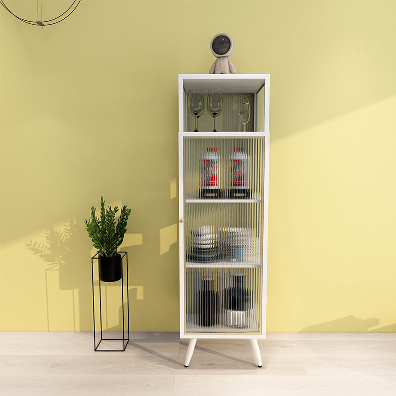 Contemporary Curio Cabinet Metal Glass Doors Hutch Buffet for Dining Room White Clearhalo 'Display & China Cabinets' 'display_china_cabinets' 'furn' 'furn_display_china_cabinets' 'Furniture' 'Kitchen & Dining Furniture' 6697015