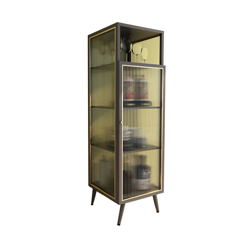 Contemporary Curio Cabinet Metal Glass Doors Hutch Buffet for Dining Room Clearhalo 'Display & China Cabinets' 'display_china_cabinets' 'furn' 'furn_display_china_cabinets' 'Furniture' 'Kitchen & Dining Furniture' 6697017