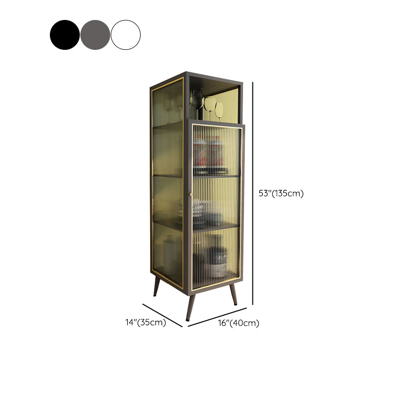 Contemporary Curio Cabinet Metal Glass Doors Hutch Buffet for Dining Room Clearhalo 'Display & China Cabinets' 'display_china_cabinets' 'furn' 'furn_display_china_cabinets' 'Furniture' 'Kitchen & Dining Furniture' 6697023