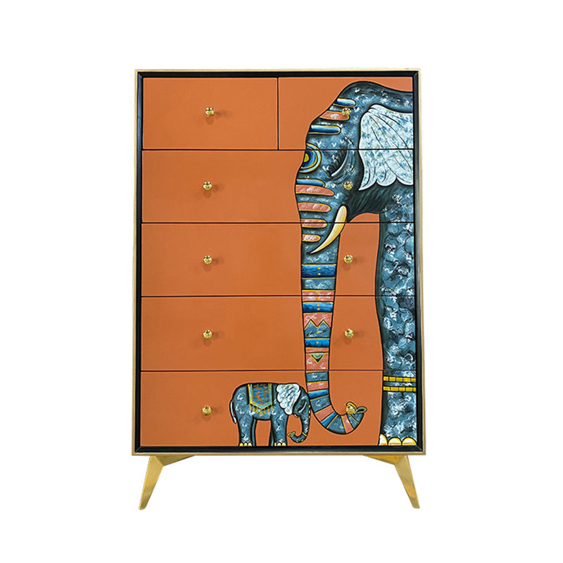 Wooden Storage Chest Contemporary Storage Chest Dresser for Bedroom Dark Orange Clearhalo 'Bedroom Furniture' 'Dressers & Chests' 'dressers_chests' 'furn' 'furn_dressers_chests' 'Furniture' 6697036