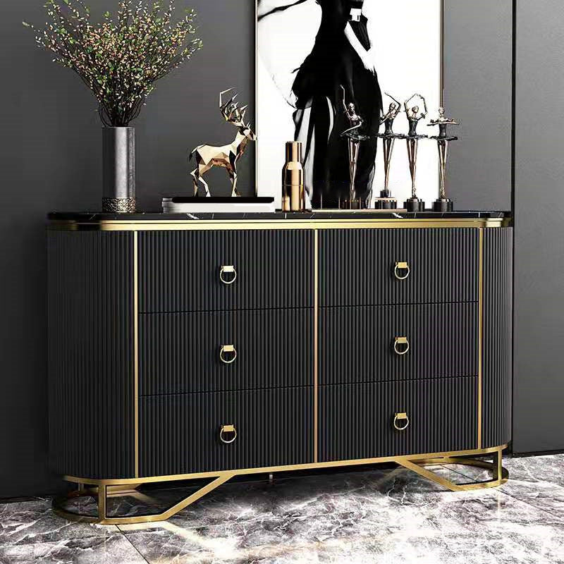 Commode en pierre de coffre de rangement Glam classique de 15,6 pouces de largeur avec 6 tiroirs