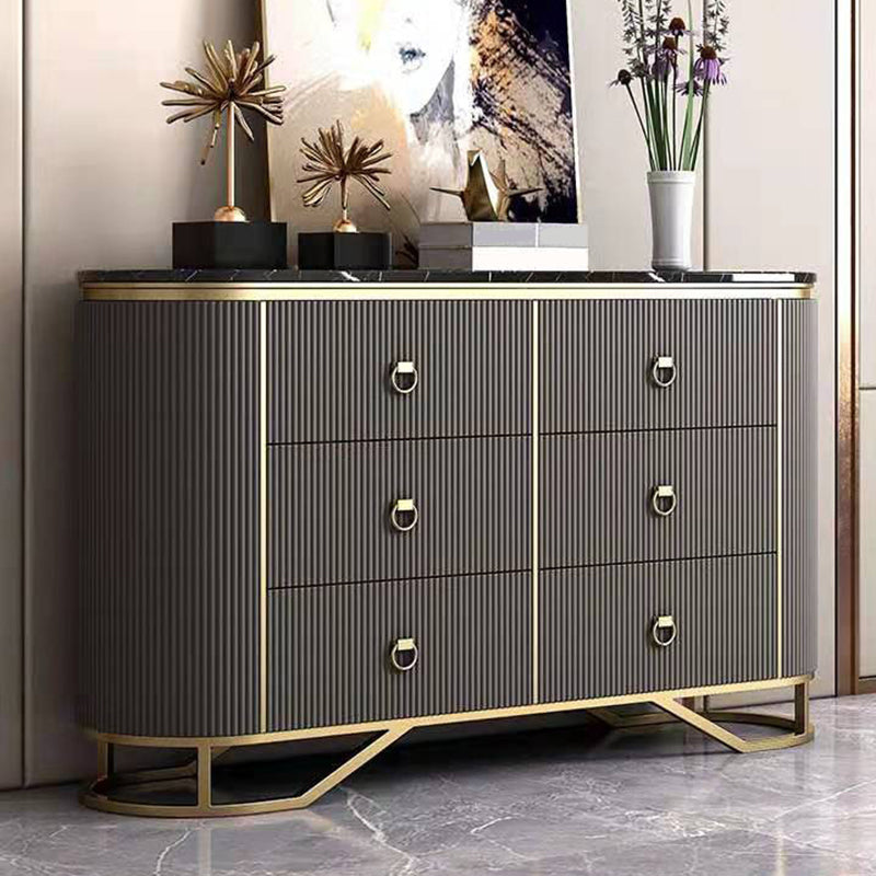 Commode en pierre de coffre de rangement Glam classique de 15,6 pouces de largeur avec 6 tiroirs