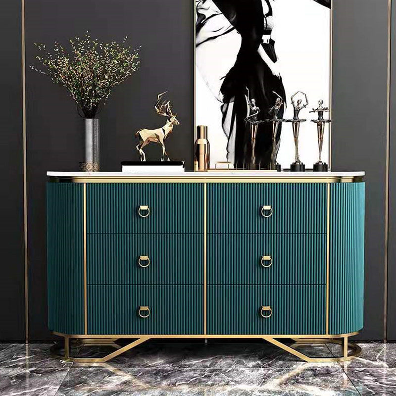 Commode en pierre de coffre de rangement Glam classique de 15,6 pouces de largeur avec 6 tiroirs