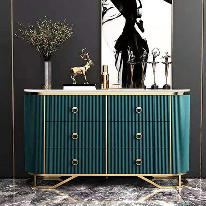 Commode en pierre de coffre de rangement Glam classique de 15,6 pouces de largeur avec 6 tiroirs