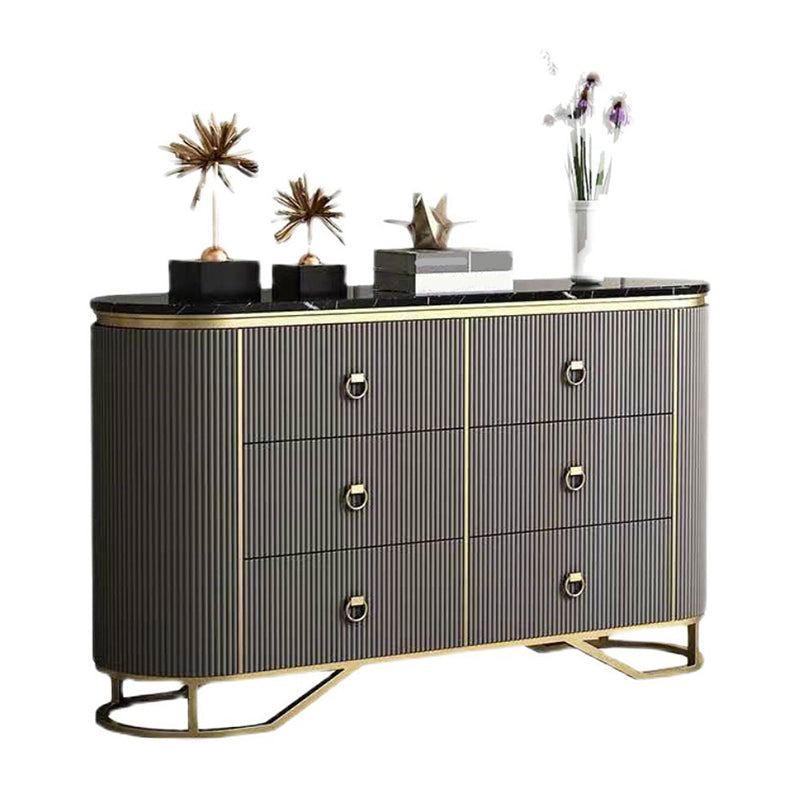 Commode en pierre de coffre de rangement Glam classique de 15,6 pouces de largeur avec 6 tiroirs