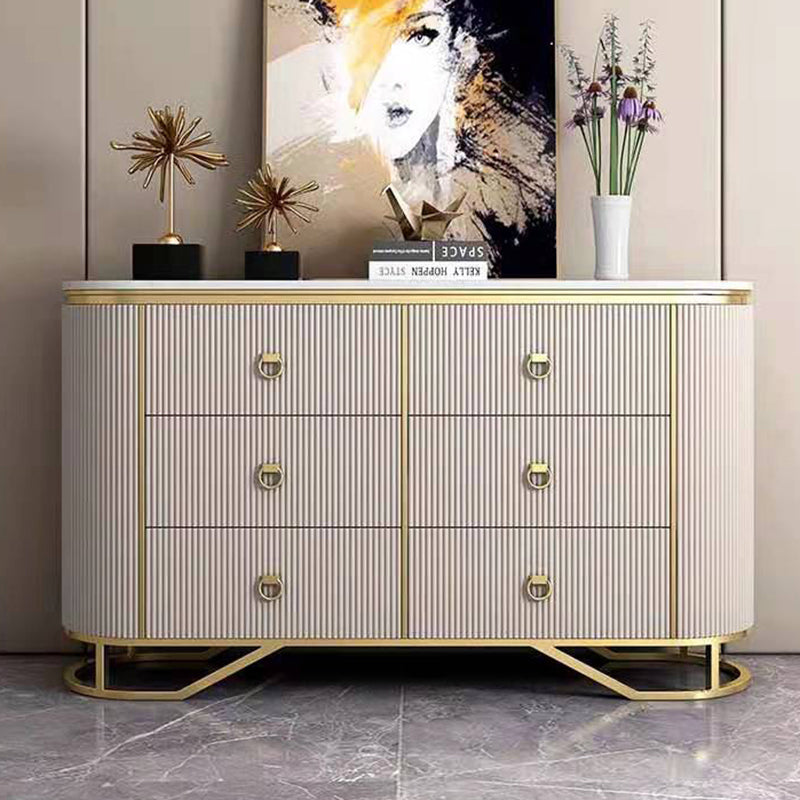 Commode en pierre de coffre de rangement Glam classique de 15,6 pouces de largeur avec 6 tiroirs