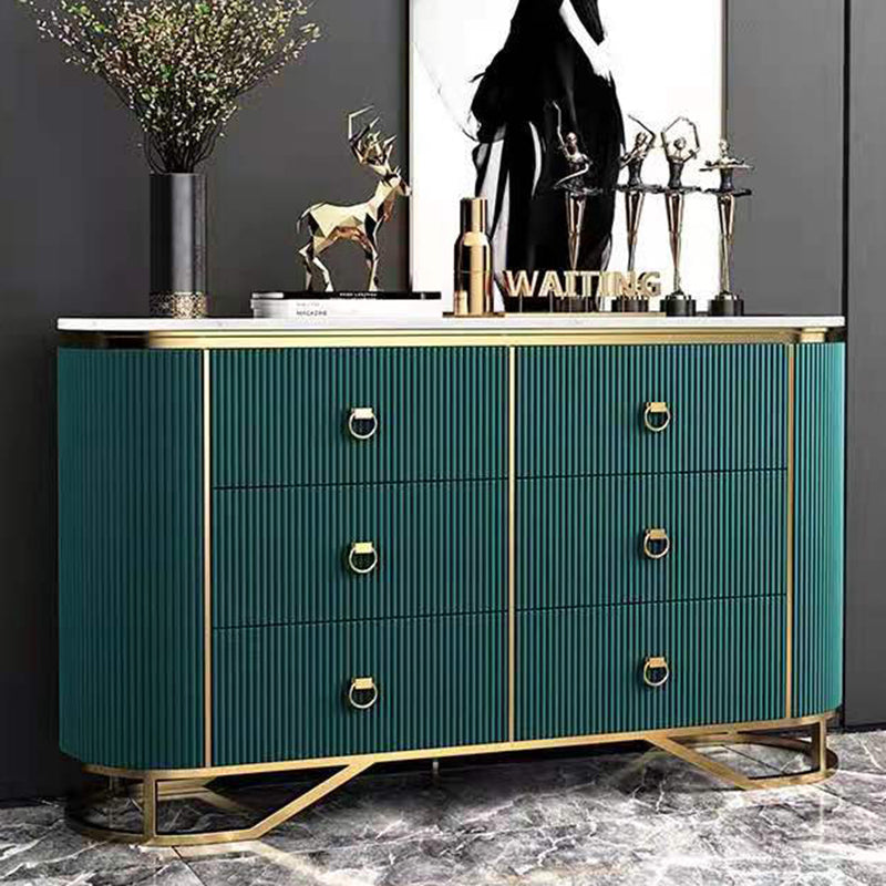 Commode en pierre de coffre de rangement Glam classique de 15,6 pouces de largeur avec 6 tiroirs