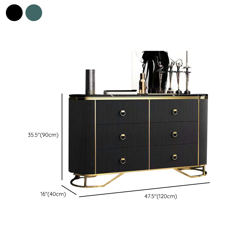 Commode en pierre de coffre de rangement Glam classique de 15,6 pouces de largeur avec 6 tiroirs