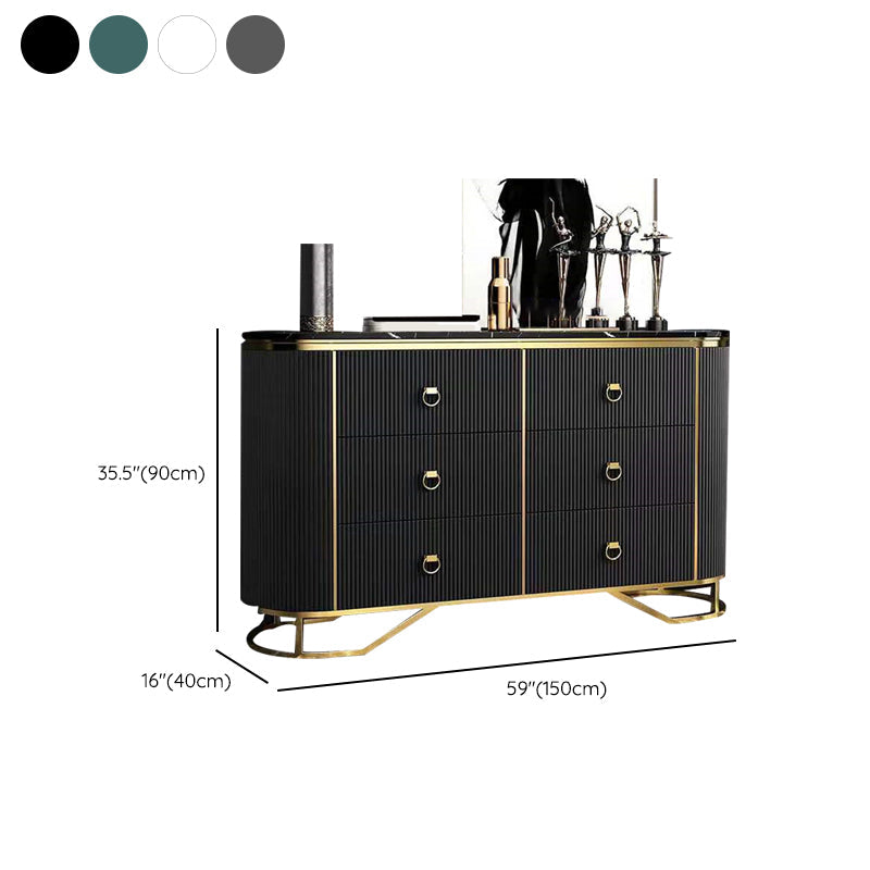 Commode en pierre de coffre de rangement Glam classique de 15,6 pouces de largeur avec 6 tiroirs