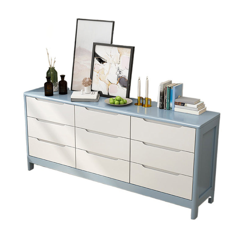 Ultra-Modern Rubberwood Double Dresser Horizontal Storage Chest Dresser for Bedroom 59"L x 16"W x 30"H Gray-White Clearhalo 'Bedroom Furniture' 'Dressers & Chests' 'dressers_chests' 'furn' 'furn_dressers_chests' 'Furniture' 6697120