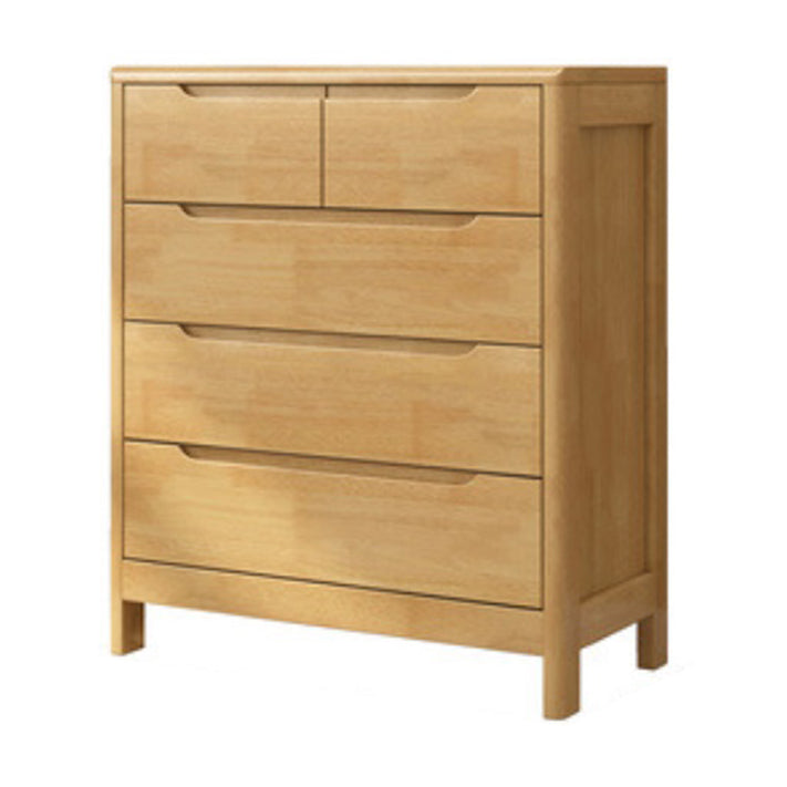 Ultra-Modern Rubberwood Double Dresser Horizontal Storage Chest Dresser for Bedroom 31"L x 16"W x 37"H Natural Clearhalo 'Bedroom Furniture' 'Dressers & Chests' 'dressers_chests' 'furn' 'furn_dressers_chests' 'Furniture' 6697121