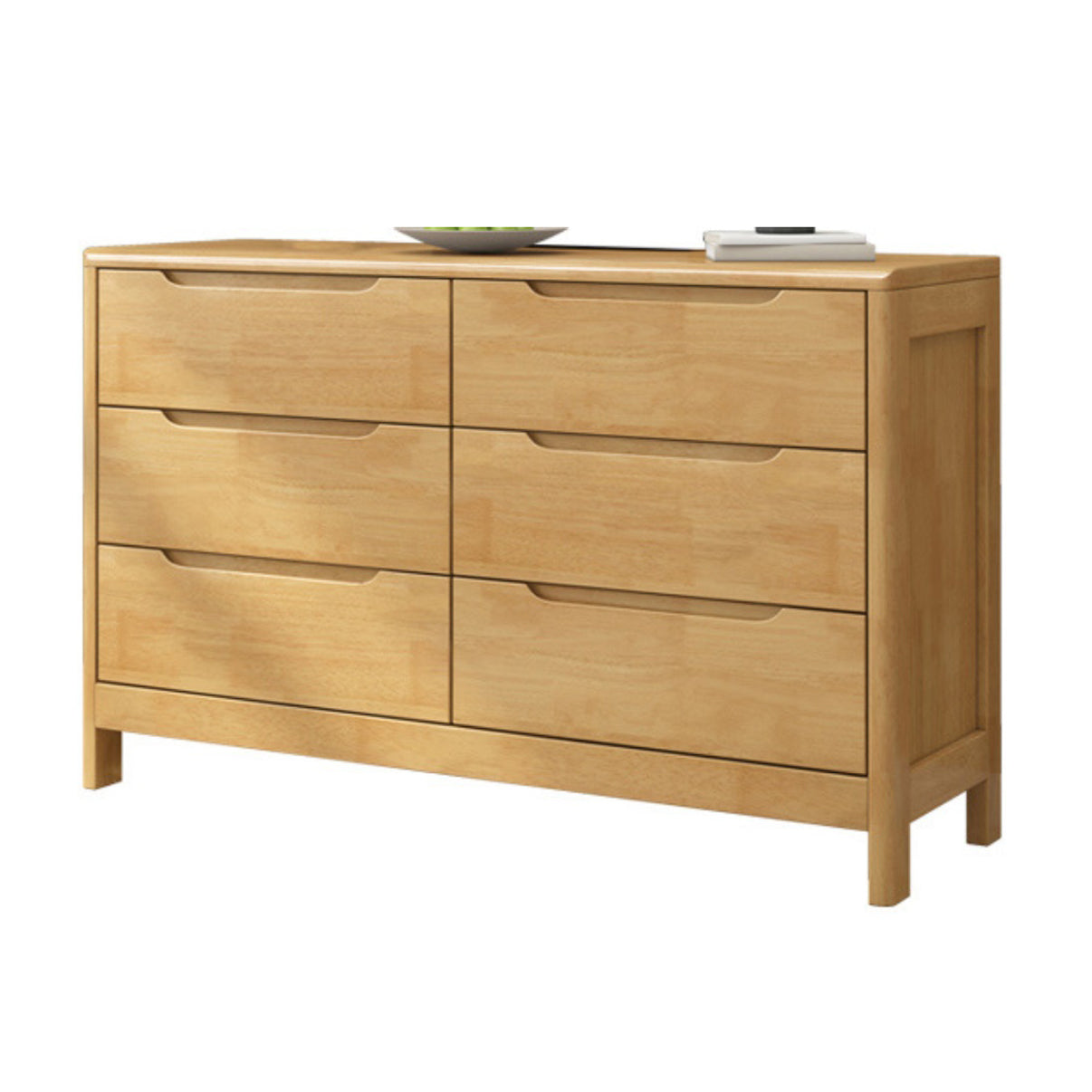 Ultra-Modern Rubberwood Double Dresser Horizontal Storage Chest Dresser for Bedroom 47"L x 16"W x 30"H Natural Clearhalo 'Bedroom Furniture' 'Dressers & Chests' 'dressers_chests' 'furn' 'furn_dressers_chests' 'Furniture' 6697124