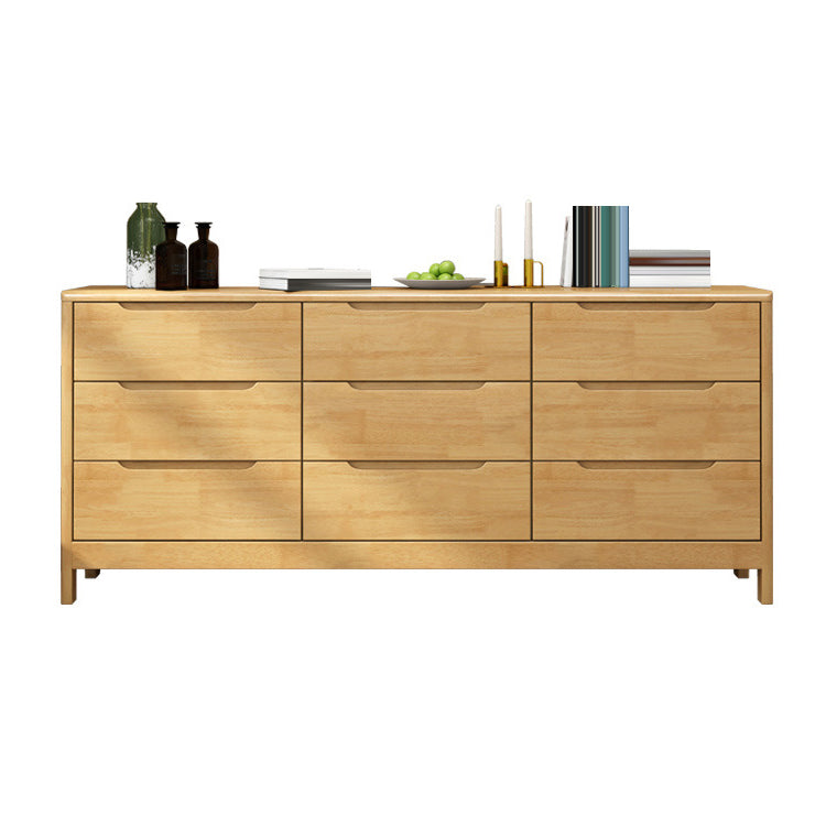 Ultra-Modern Rubberwood Double Dresser Horizontal Storage Chest Dresser for Bedroom 59"L x 16"W x 30"H Natural Clearhalo 'Bedroom Furniture' 'Dressers & Chests' 'dressers_chests' 'furn' 'furn_dressers_chests' 'Furniture' 6697125