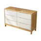 Ultra-Modern Rubberwood Double Dresser Horizontal Storage Chest Dresser for Bedroom 47"L x 16"W x 30"H Natural Wood White Clearhalo 'Bedroom Furniture' 'Dressers & Chests' 'dressers_chests' 'furn' 'furn_dressers_chests' 'Furniture' 6697127