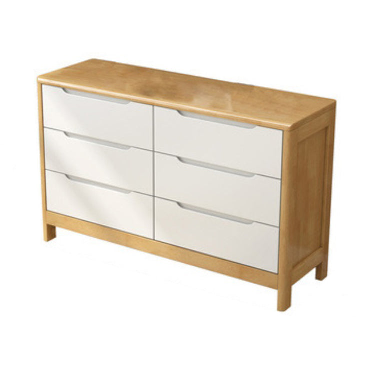 Ultra-Modern Rubberwood Double Dresser Horizontal Storage Chest Dresser for Bedroom 47"L x 16"W x 30"H Natural Wood White Clearhalo 'Bedroom Furniture' 'Dressers & Chests' 'dressers_chests' 'furn' 'furn_dressers_chests' 'Furniture' 6697127