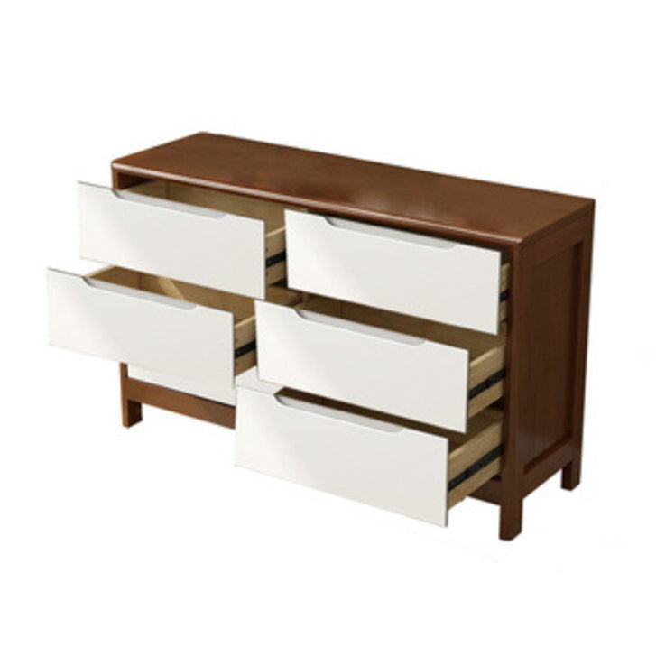Ultra-Modern Rubberwood Double Dresser Horizontal Storage Chest Dresser for Bedroom 47"L x 16"W x 30"H Walnut White Clearhalo 'Bedroom Furniture' 'Dressers & Chests' 'dressers_chests' 'furn' 'furn_dressers_chests' 'Furniture' 6697129
