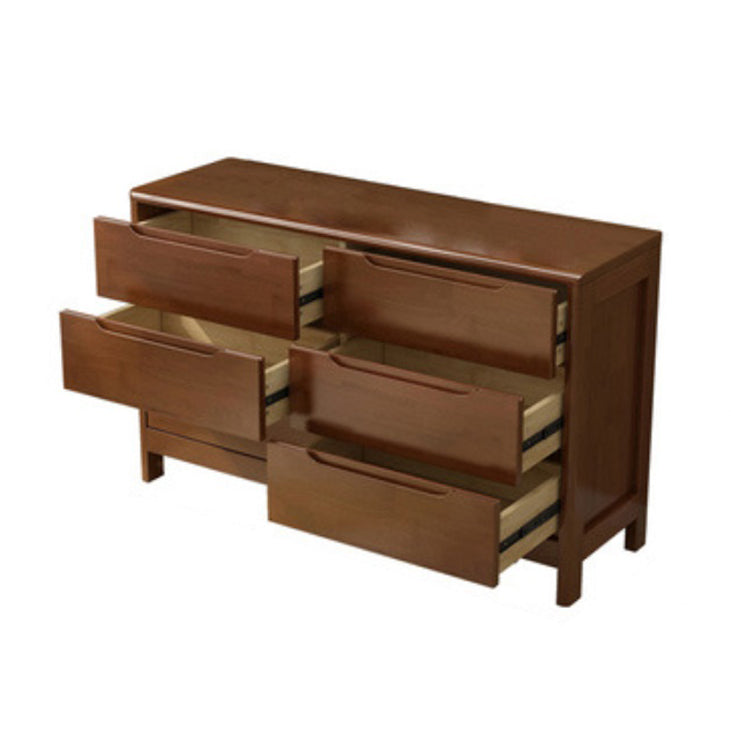 Ultra-Modern Rubberwood Double Dresser Horizontal Storage Chest Dresser for Bedroom 47"L x 16"W x 30"H Nut-Brown Clearhalo 'Bedroom Furniture' 'Dressers & Chests' 'dressers_chests' 'furn' 'furn_dressers_chests' 'Furniture' 6697131