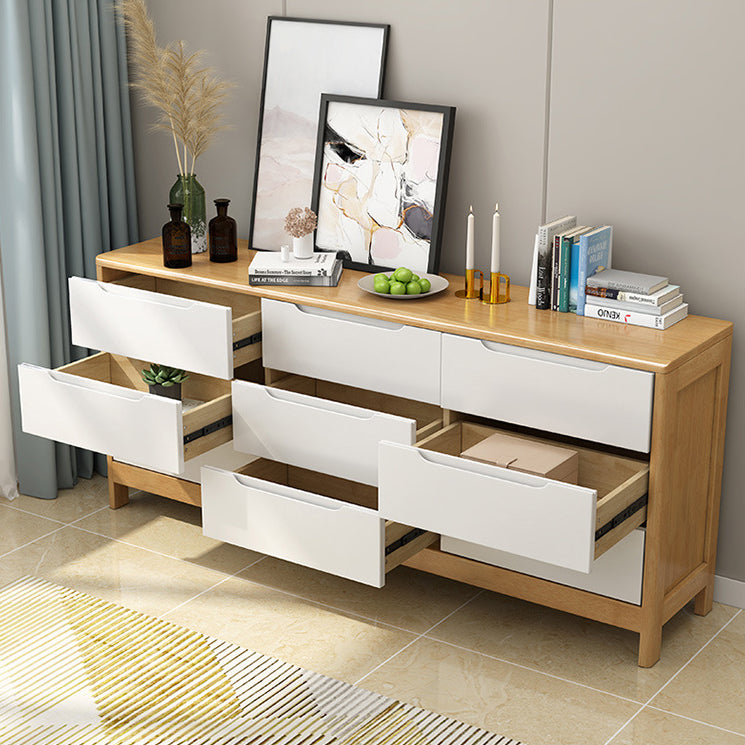 Ultra-Modern Rubberwood Double Dresser Horizontal Storage Chest Dresser for Bedroom Clearhalo 'Bedroom Furniture' 'Dressers & Chests' 'dressers_chests' 'furn' 'furn_dressers_chests' 'Furniture' 6697136