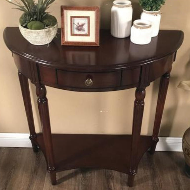 Tavolo da console di legno vittoriano Half Moon Console Table per Hall