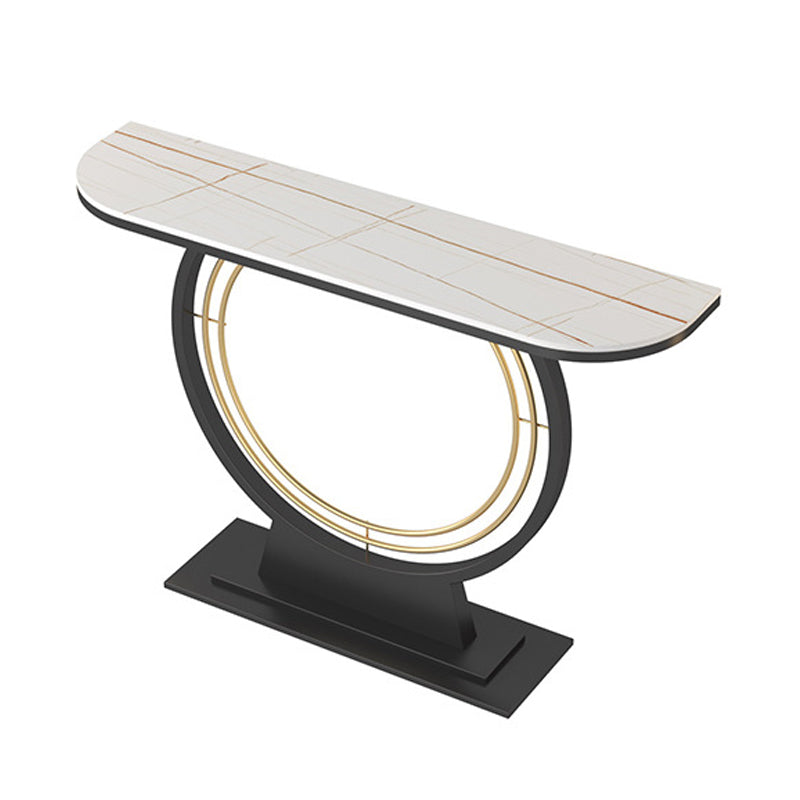 Glam Stone Console Table Iron Stain Resistant Console Sofa Table for Hall