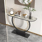 Glam Stone Console Table Iron Stain Resistant Console Sofa Table for Hall
