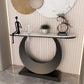 Modern Half Moon Console Table Antique Finish Console Sofa Table 39"L x 12"W x 31"H Black White Clearhalo 'Console Tables' 'console_tables' 'Entry & Mudroom Furniture' 'furn' 'furn_console_tables' 'Furniture' 6697334