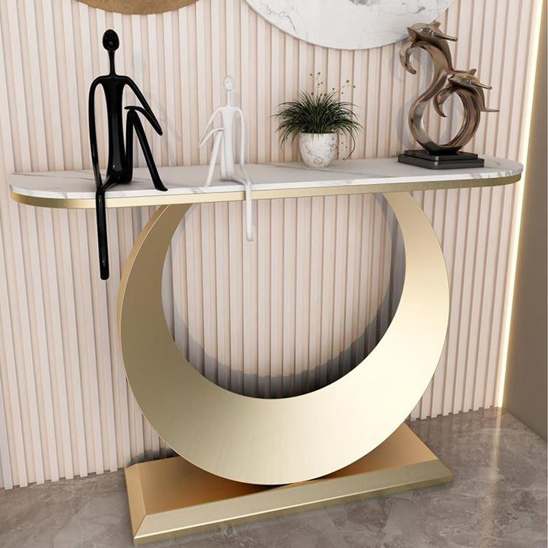 Modern Half Moon Console Table Antique Finish Console Sofa Table Clearhalo 'Console Tables' 'console_tables' 'Entry & Mudroom Furniture' 'furn' 'furn_console_tables' 'Furniture' 6697347