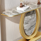 Tavolo accento in pietra glam tavolo divano console mezza luna per sala