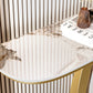 Tavolo accento in pietra glam tavolo divano console mezza luna per sala