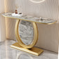 Tavolo accento in pietra glam tavolo divano console mezza luna per sala
