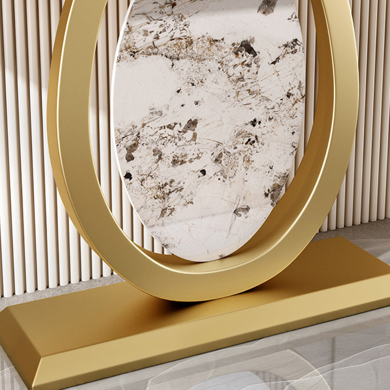 Tavolo accento in pietra glam tavolo divano console mezza luna per sala