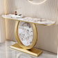 Tavolo accento in pietra glam tavolo divano console mezza luna per sala