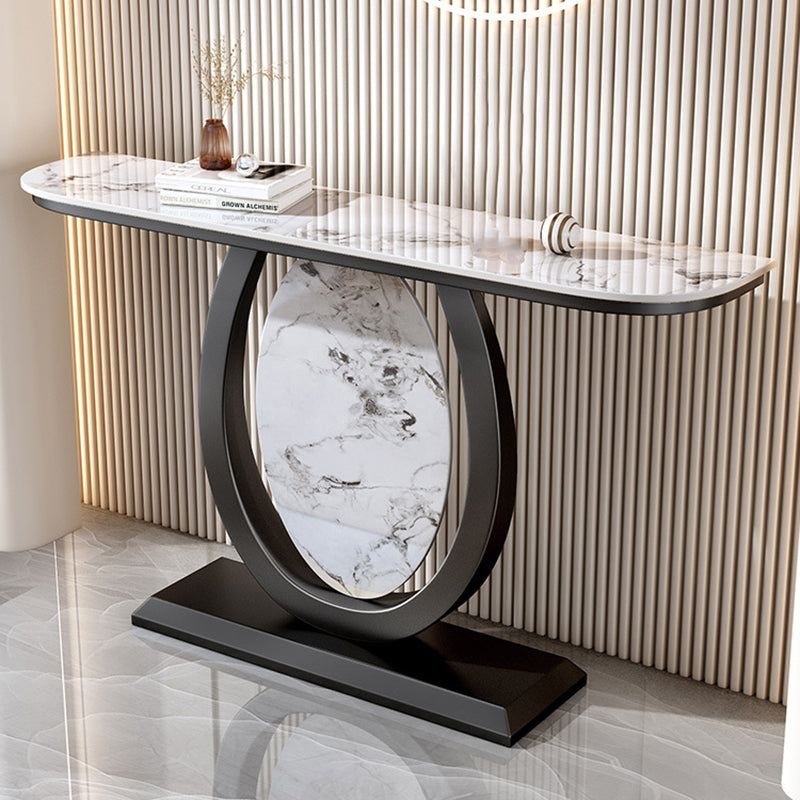 Tavolo accento in pietra glam tavolo divano console mezza luna per sala