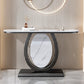 Tavolo accento in pietra glam tavolo divano console mezza luna per sala