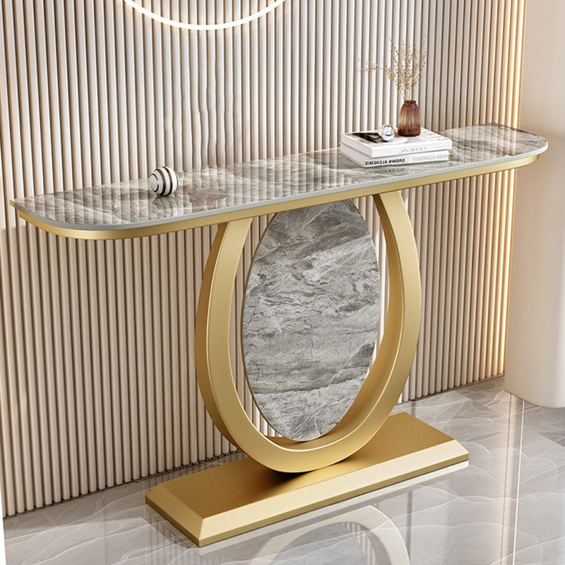 Tavolo accento in pietra glam tavolo divano console mezza luna per sala