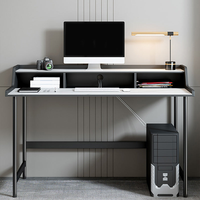 Zeitgenössischer rechteckiger Büroschreibtisch Stein Schreibtisch mit Regal für Büro