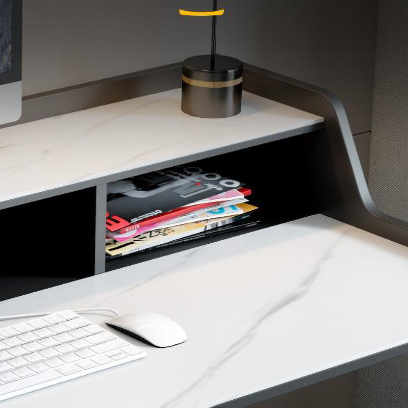 Zeitgenössischer rechteckiger Büroschreibtisch Stein Schreibtisch mit Regal für Büro