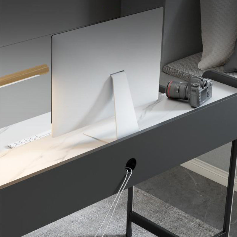 Zeitgenössischer rechteckiger Büroschreibtisch Stein Schreibtisch mit Regal für Büro