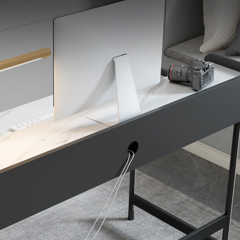 Zeitgenössischer rechteckiger Büroschreibtisch Stein Schreibtisch mit Regal für Büro
