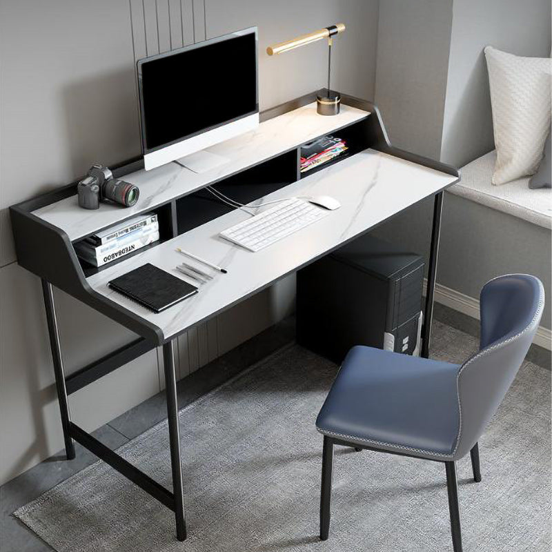 Zeitgenössischer rechteckiger Büroschreibtisch Stein Schreibtisch mit Regal für Büro