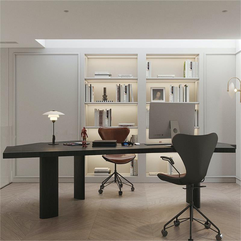Modern Solid Wood Office Desk 28.74" Tall Black Writing Desk Clearhalo 'furn' 'furn_office_desk' 'Furniture' 'Office Desks' 'Office Furniture' 'office_desk' 6697715