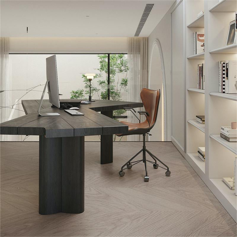 Modern Solid Wood Office Desk 28.74" Tall Black Writing Desk Clearhalo 'furn' 'furn_office_desk' 'Furniture' 'Office Desks' 'Office Furniture' 'office_desk' 6697716