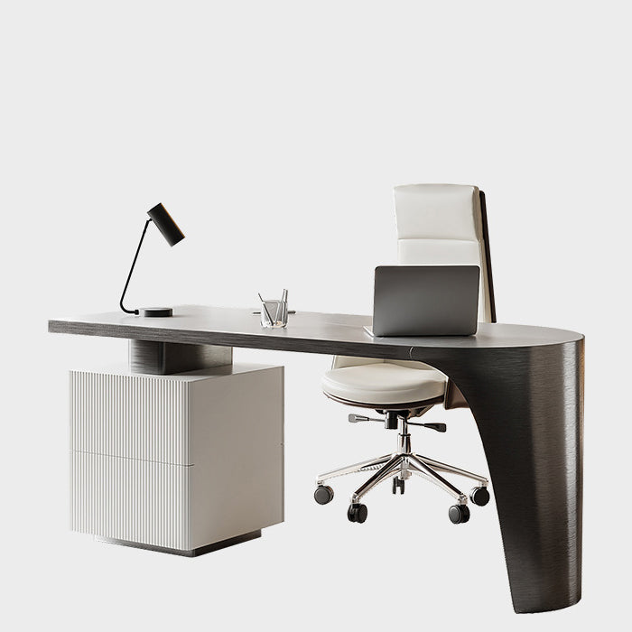 Industrial Stone Office Desk 2 Drawers 29.53" Tall Writing Desk Clearhalo 'furn' 'furn_office_desk' 'Furniture' 'Office Desks' 'Office Furniture' 'office_desk' 6697794